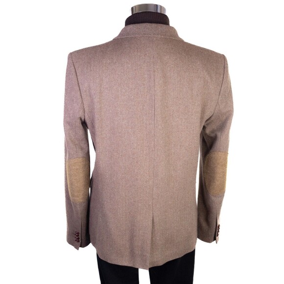 Topman Herringbone Beige Blazer Sport Coat Jacket Size 42R 3-Button Extra Slim - Picture 9 of 15